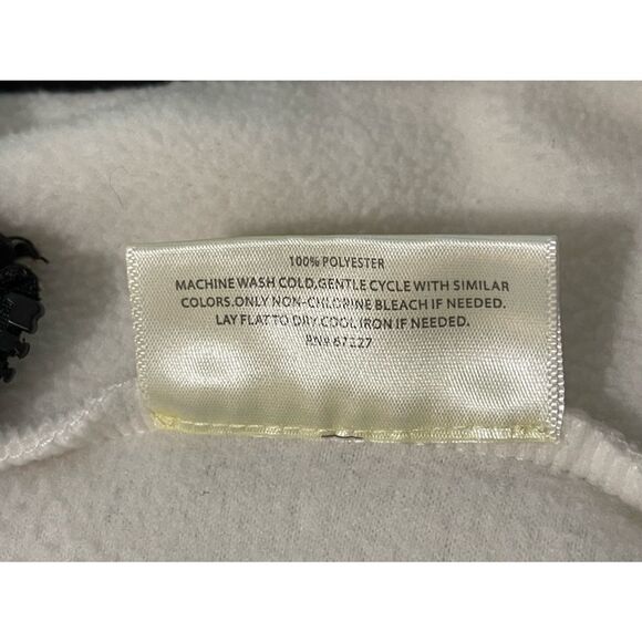 Bobbie Brooks Fleece Pullover Jacket Cream White with Black‎ Trim M - Picture 5 of 7